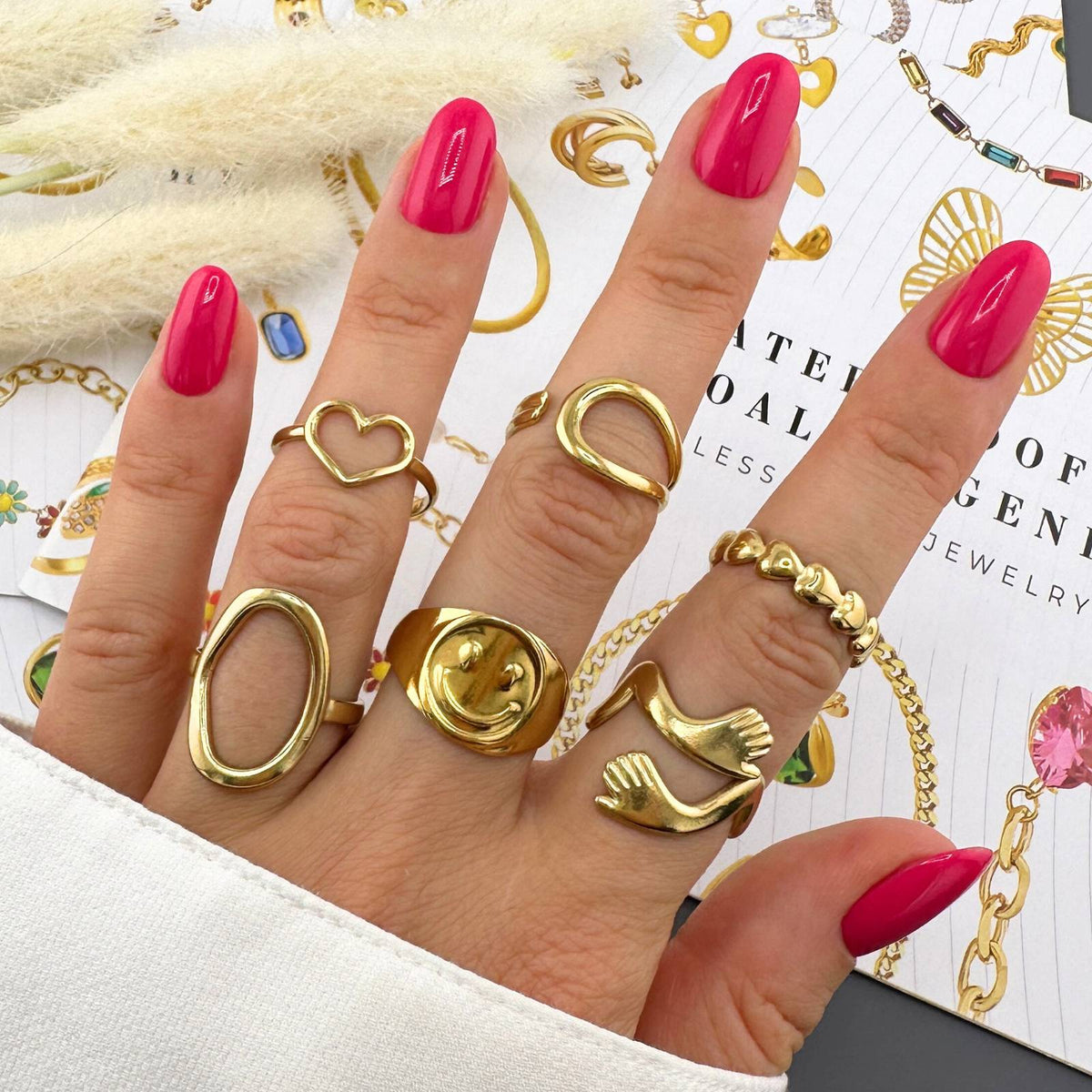 Hearts PVD Gold-Plated Stainless Steel Ring - Intensity