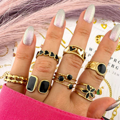 Hearts PVD Gold-Plated Stainless Steel Ring - Intensity