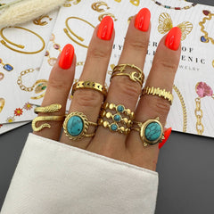 Snakes PVD Gold-Plated Stainless Steel Ring - Intensity