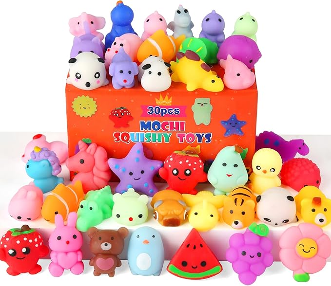 30 Pack Squishy Toys, Kawaii Squishies Party Favors for Kids 4-8 8-12 Treasure Box Toys for Classroom Birthday