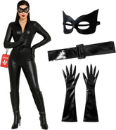 Halloween Costumes for Women 2026 - White Collar Long Sleeve Black Dress