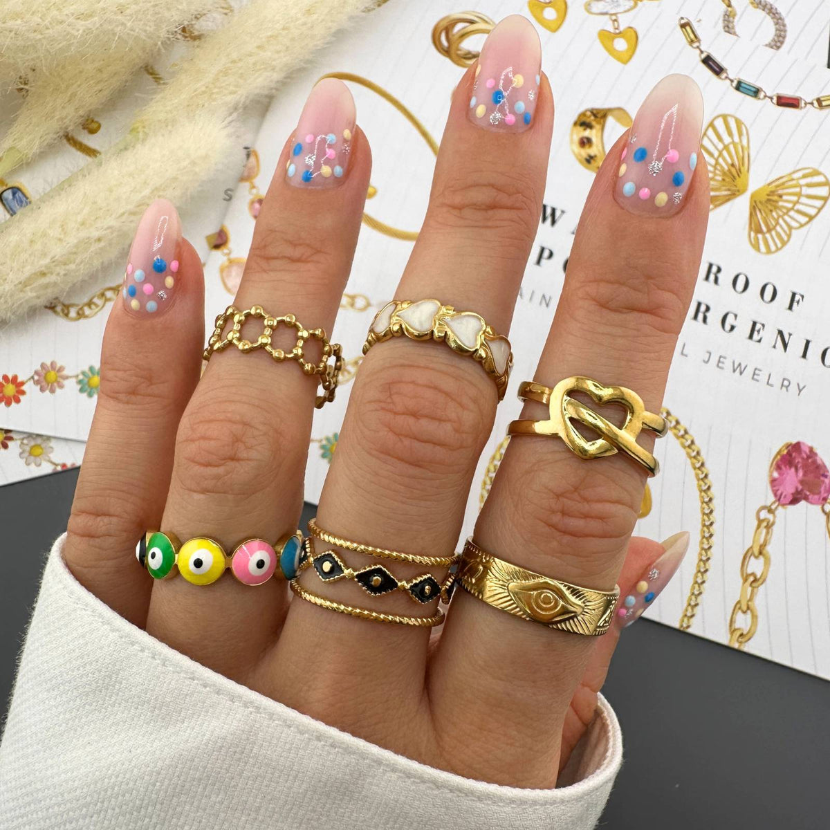 Evil Eye PVD Gold-Plated Stainless Steel Ring - Intensity