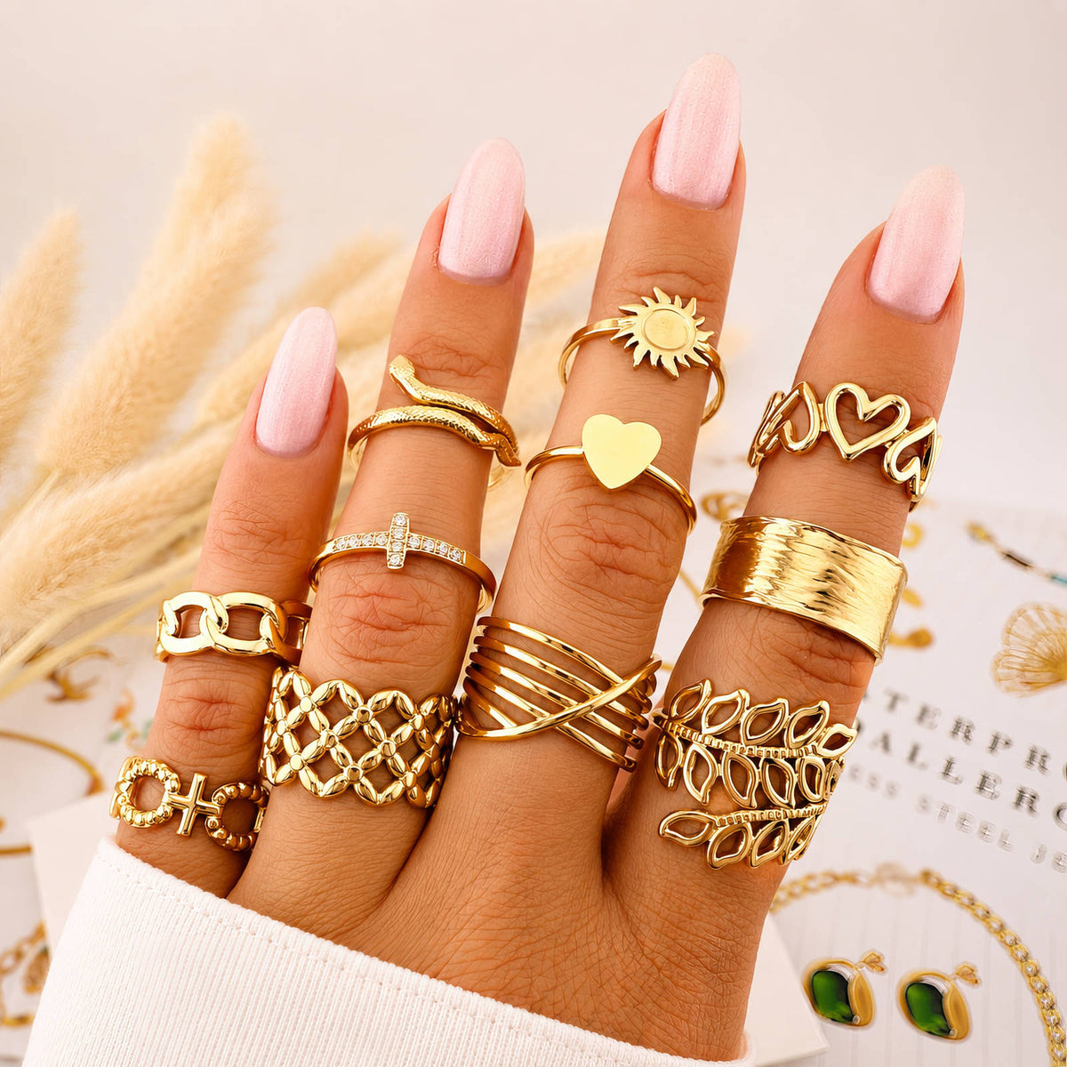 Cross PVD Gold-Plated Stainless Steel Ring - Intensity