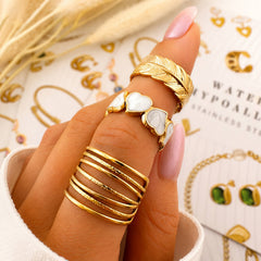 Leaves PVD Gold-Plated Stainless Steel Ring - Intensity