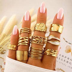 Leaves PVD Gold-Plated Stainless Steel Ring - Intensity