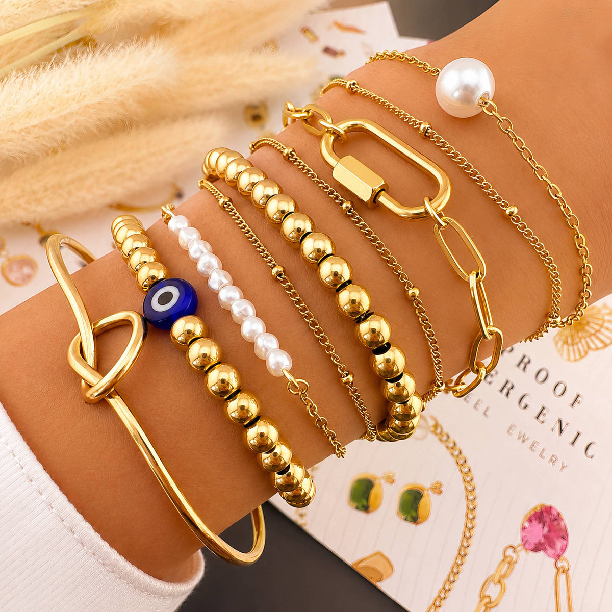 Evil Eye PVD Gold-Plated Steel Bracelet - Intensity