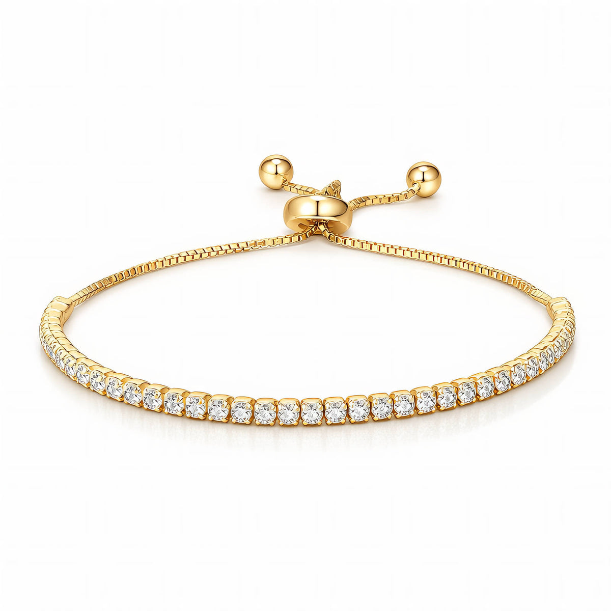 Tennis PVD Gold-Plated Brass Bracelet - Crystallic