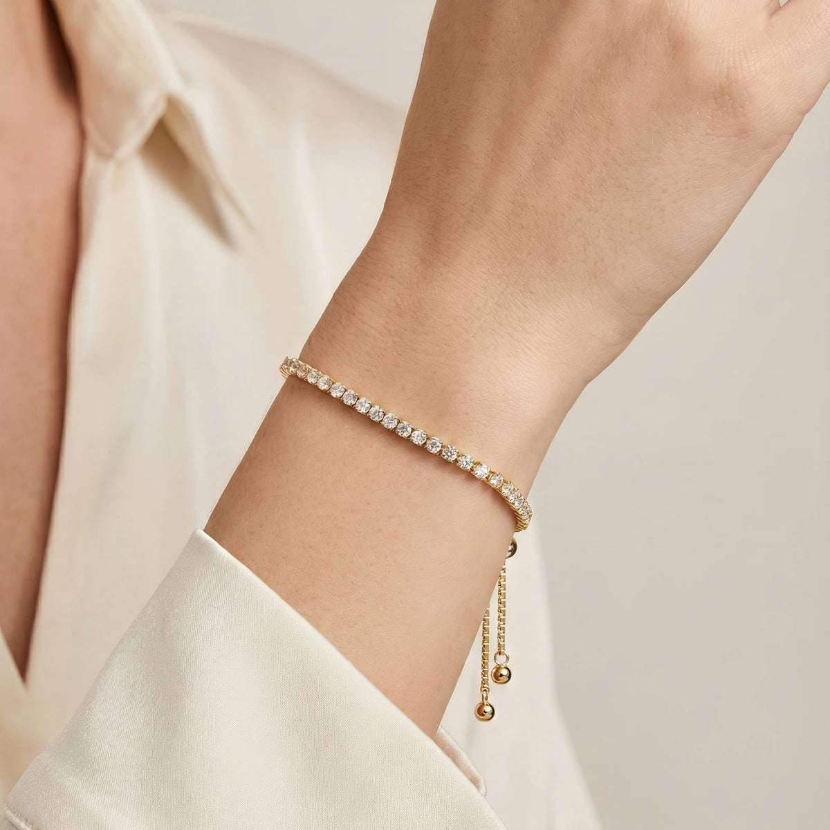 Tennis PVD Gold-Plated Brass Bracelet - Crystallic