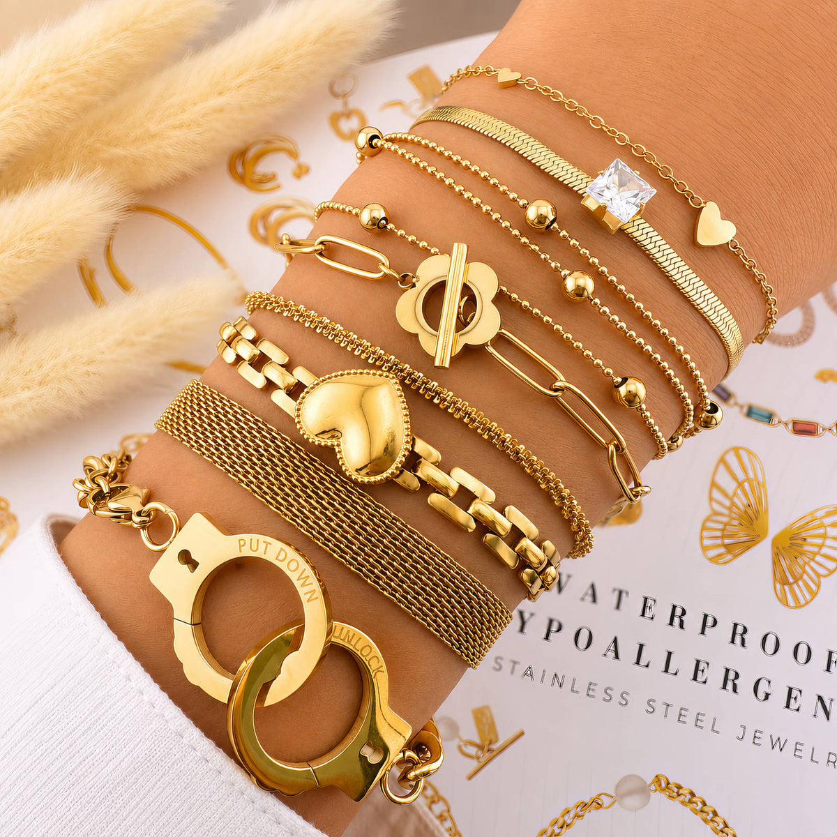 Heart PVD Gold-Plated Stainless Steel Bracelet - Intensity
