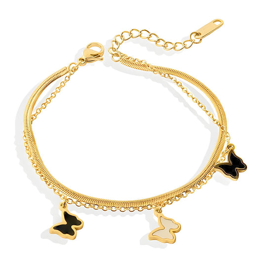 Butterflies PVD Gold-Plated Steel Bracelet - Intensity