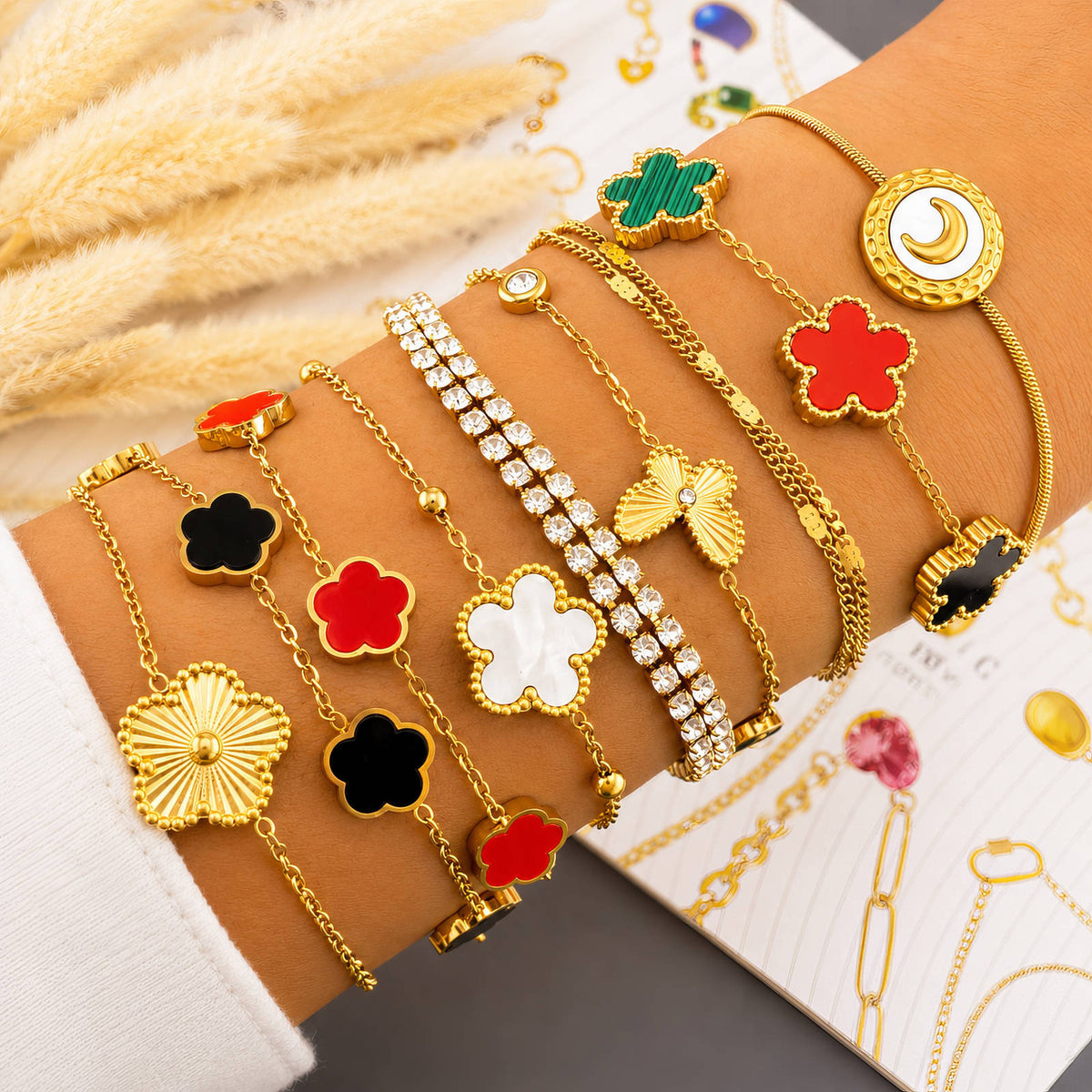 Flower Meadow PVD Gold-Plated Steel Bracelet - Intensity