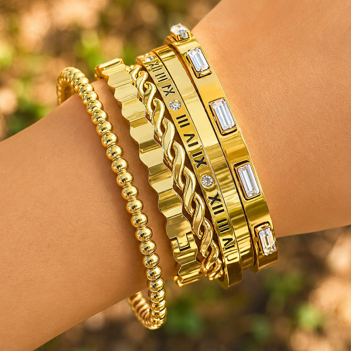 Engraving-ready PVD Gold-Plated Steel Bracelet - Intensity