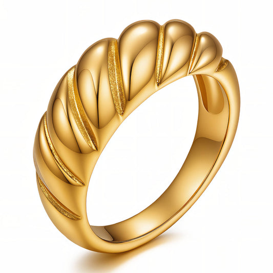 Croissant PVD Gold-Plated Stainless Steel Ring - Intensity