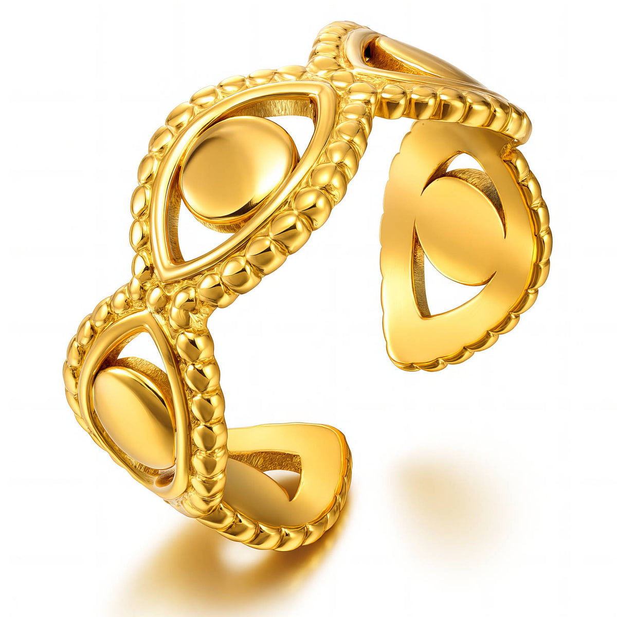 Evil Eyes PVD Gold-Plated Stainless Steel Ring - Intensity