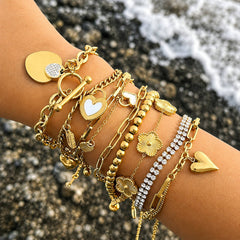 Hearts PVD Gold-Plated Steel Bracelet - Intensity