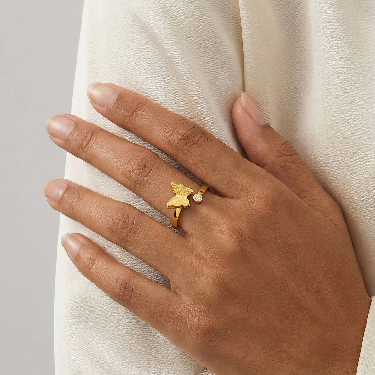 Butterfly PVD Gold-Plated Stainless Steel Ring - Intensity