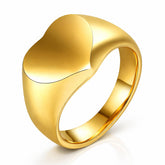 Engraving-ready Heart PVD Gold-Plated Steel Ring - Intensity