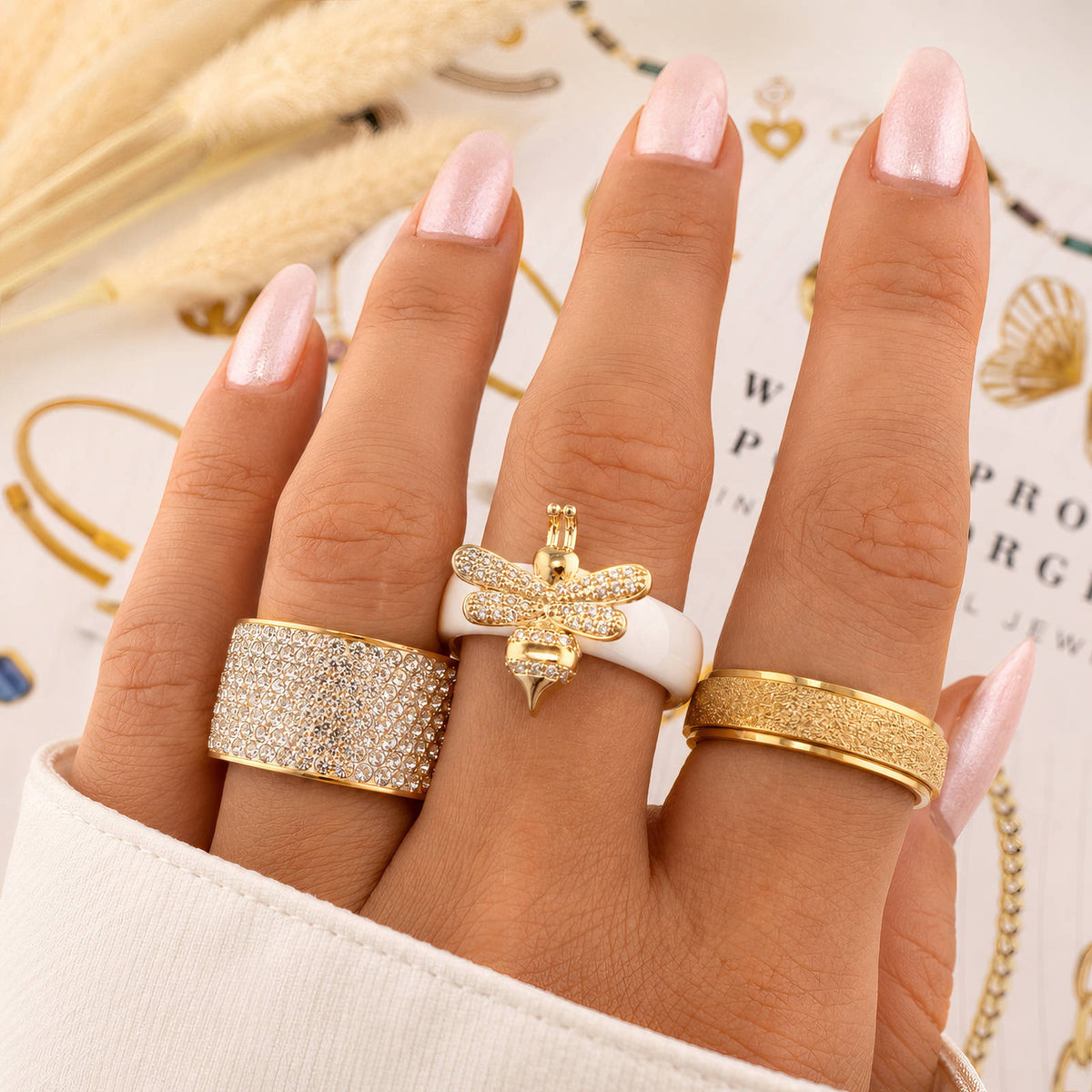 Bee PVD Gold-Plated Ceramic Ring - Intensity