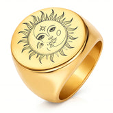 Sun PVD Gold-Plated Stainless Steel Ring - Intensity