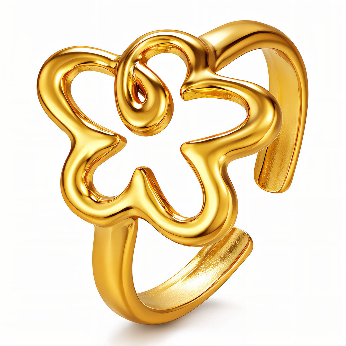 Flower PVD Gold-Plated Stainless Steel Ring - Intensity