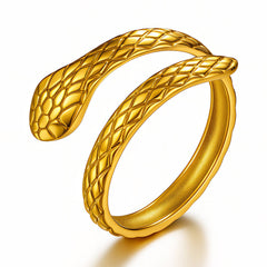Snake PVD Gold-Plated Stainless Steel Ring - Intensity