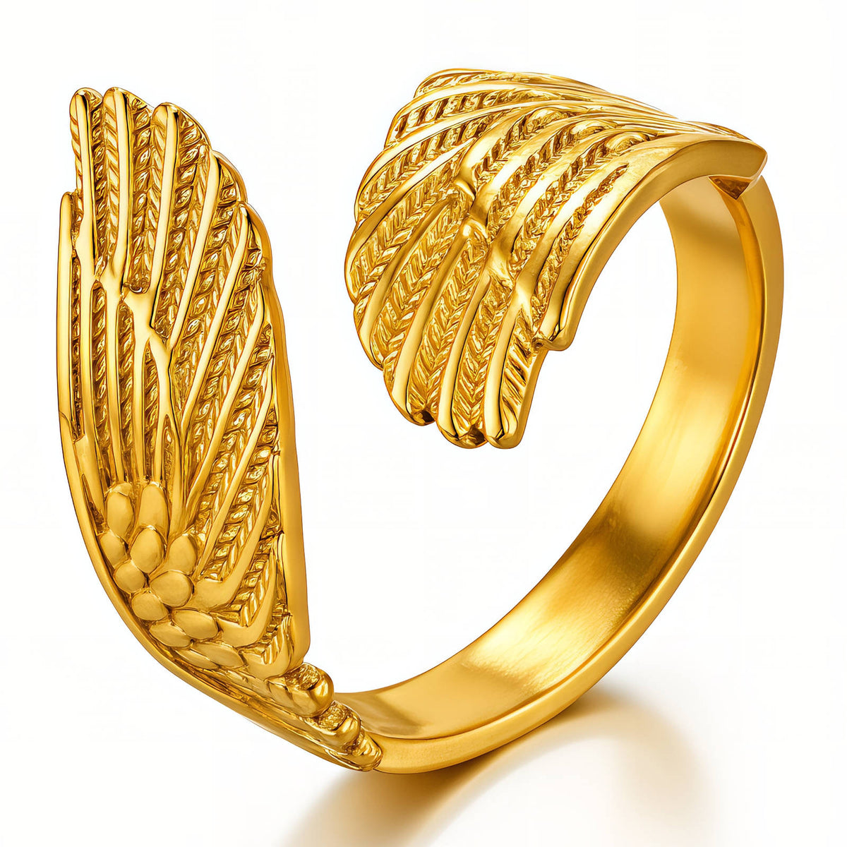 Wings PVD Gold-Plated Stainless Steel Ring - Intensity