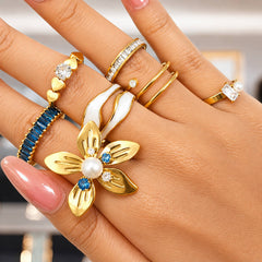 Hearts PVD Gold-Plated Stainless Steel Ring - Intensity