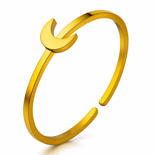 Crescent PVD Gold-Plated Stainless Steel Ring - Intensity