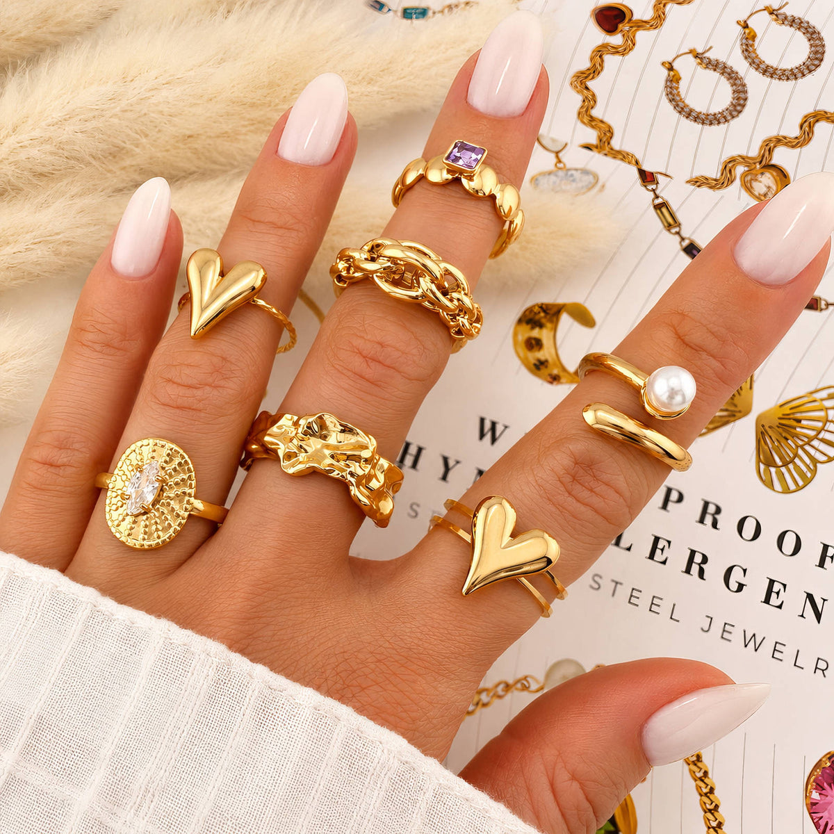 Heart PVD Gold-Plated Stainless Steel Ring - Intensity