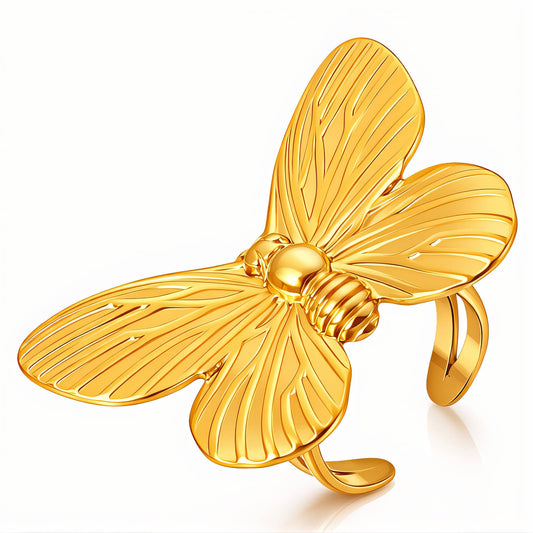 Butterfly PVD Gold-Plated Stainless Steel Ring - Intensity