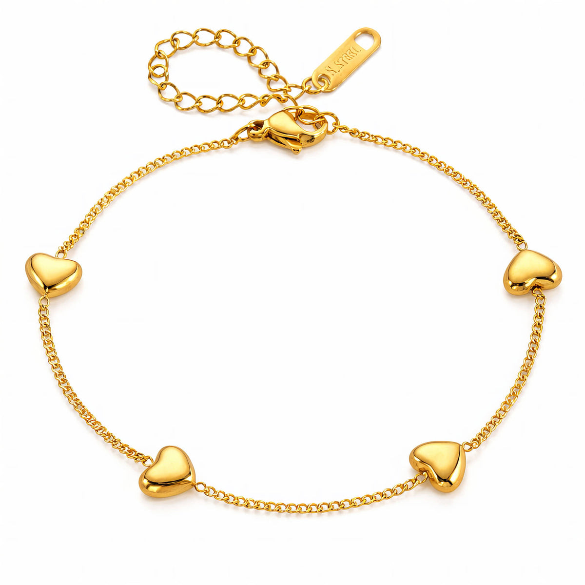 Hearts PVD Gold-Plated Steel Bracelet - Intensity