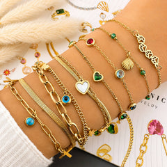 Seashell PVD Gold-Plated Steel Bracelet - Intensity