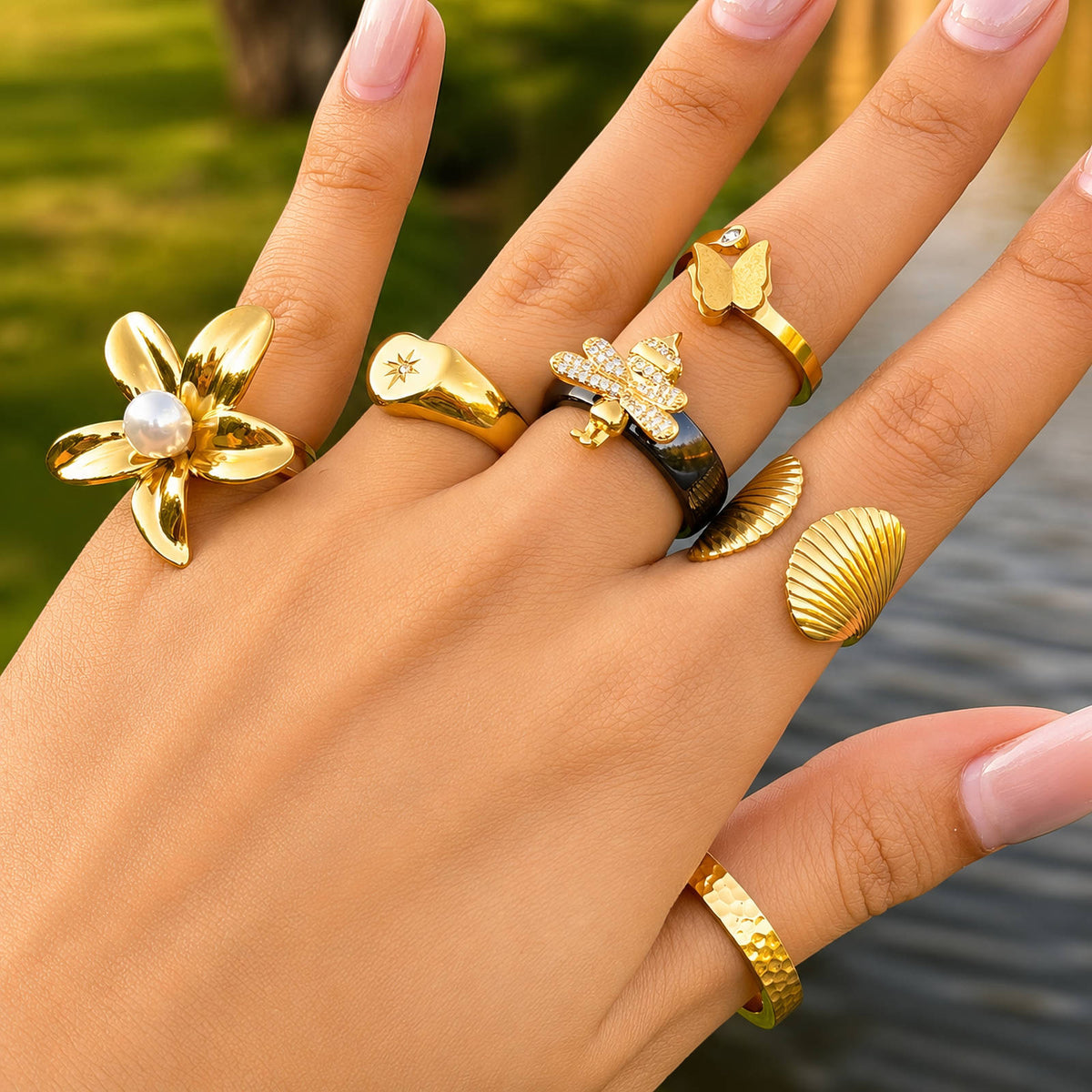 Butterfly PVD Gold-Plated Stainless Steel Ring - Intensity