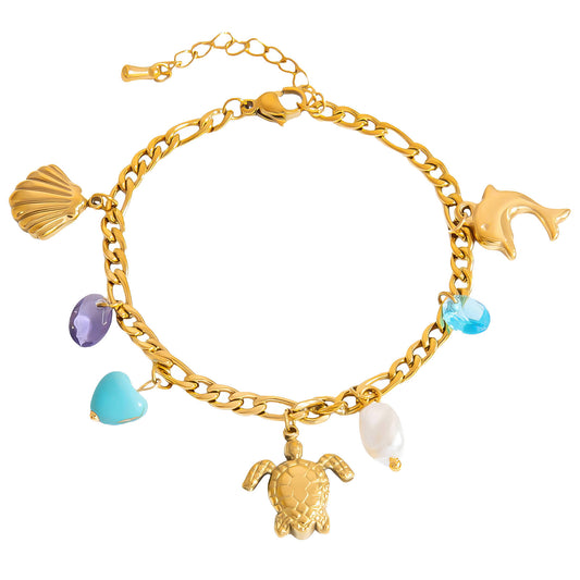 Turtle PVD Gold-Plated Steel Bracelet - Bubble Pop