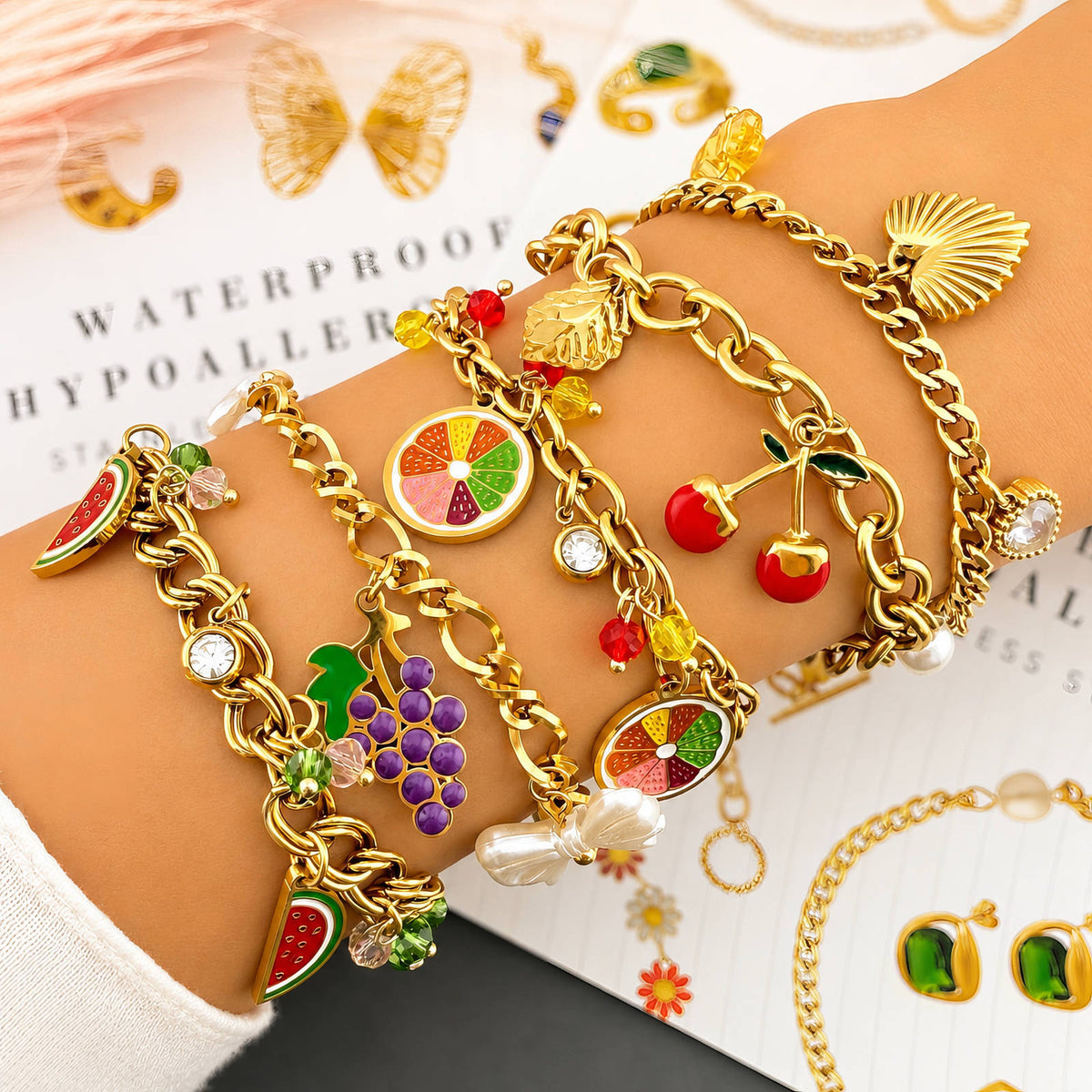 Cherry PVD Gold-Plated Steel Bracelet - Intensity