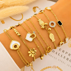 Hearts PVD Gold-Plated Steel Bracelet - Intensity