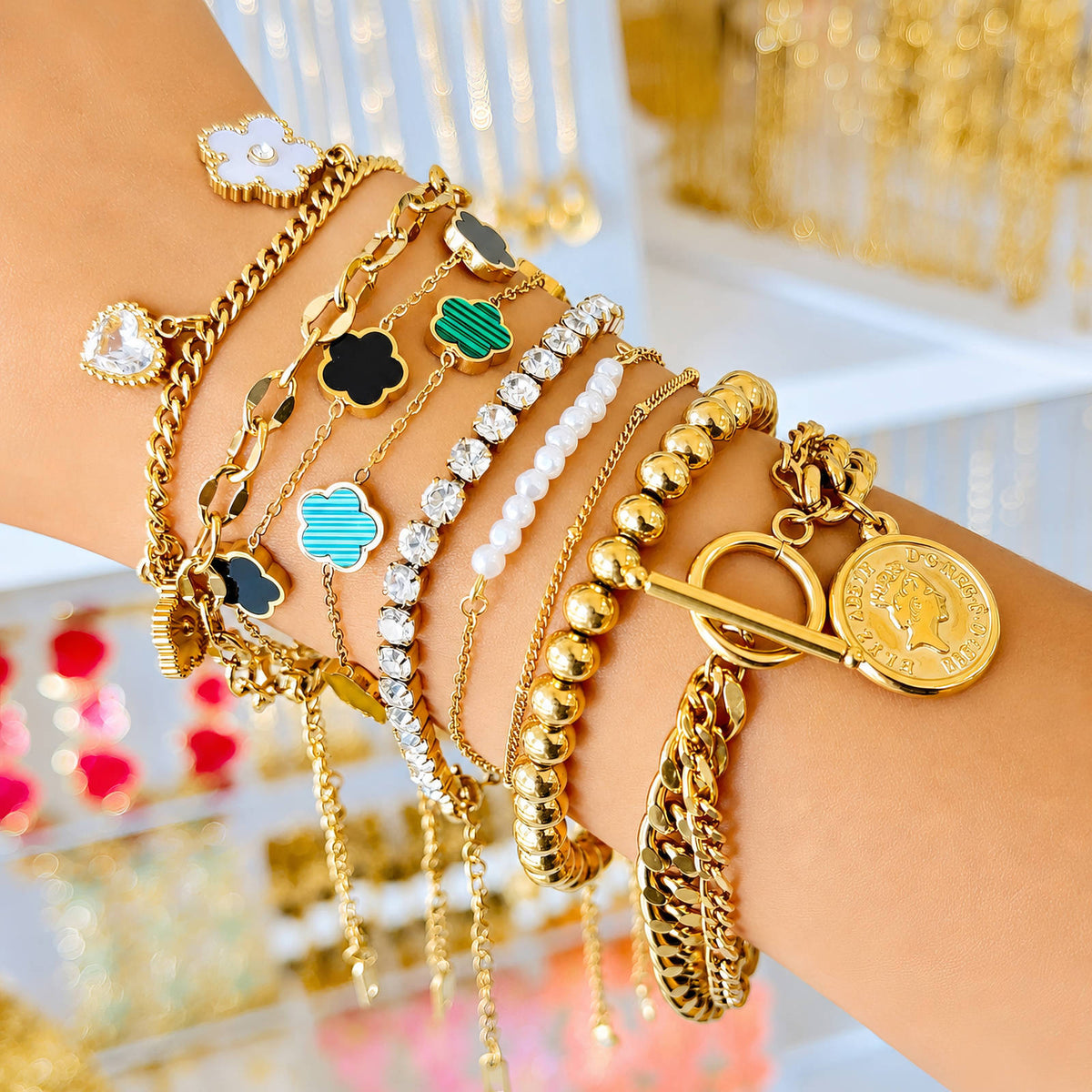 Flower Meadow PVD Gold-Plated Steel Bracelet - Intensity