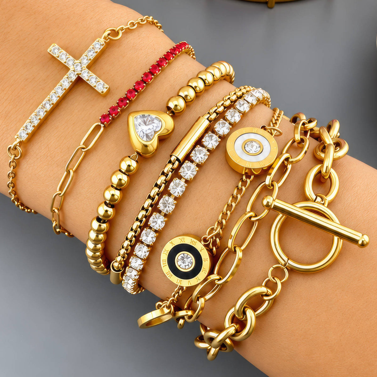 Cross PVD Gold-Plated Stainless Steel Bracelet - Intensity