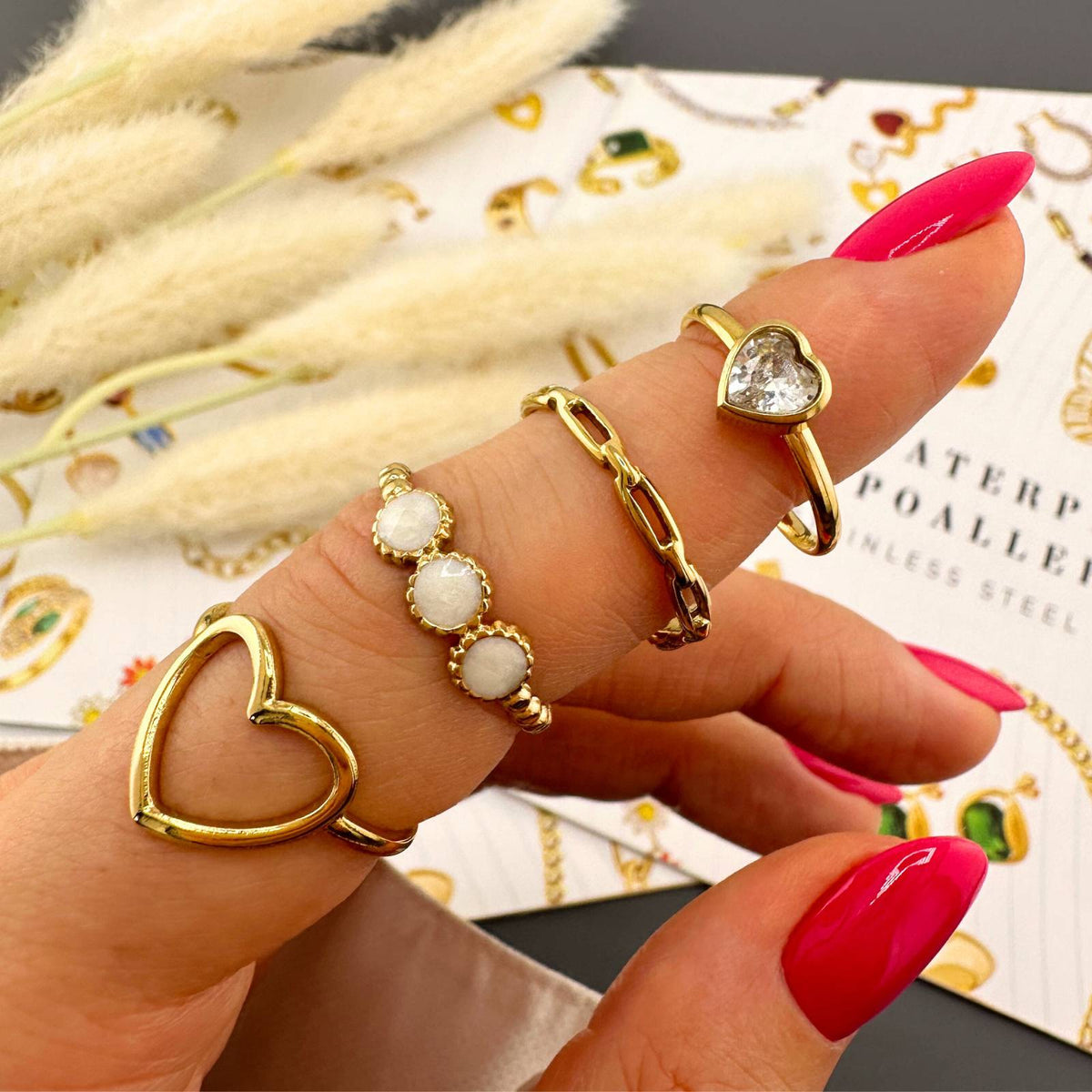 Heart PVD Gold-Plated Stainless Steel Ring - Intensity