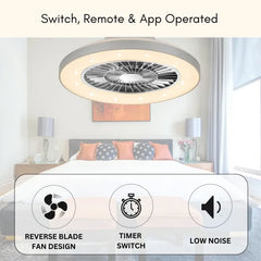 Smart 3-in-1 Ceiling Fan with Remote Control Lighting Lamp E27 Converter Base 85-265V Lighting Base for Bedroom and Living Room