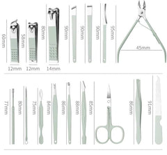 All Manicure and Pedicure Tools with Size and Measurement Details.