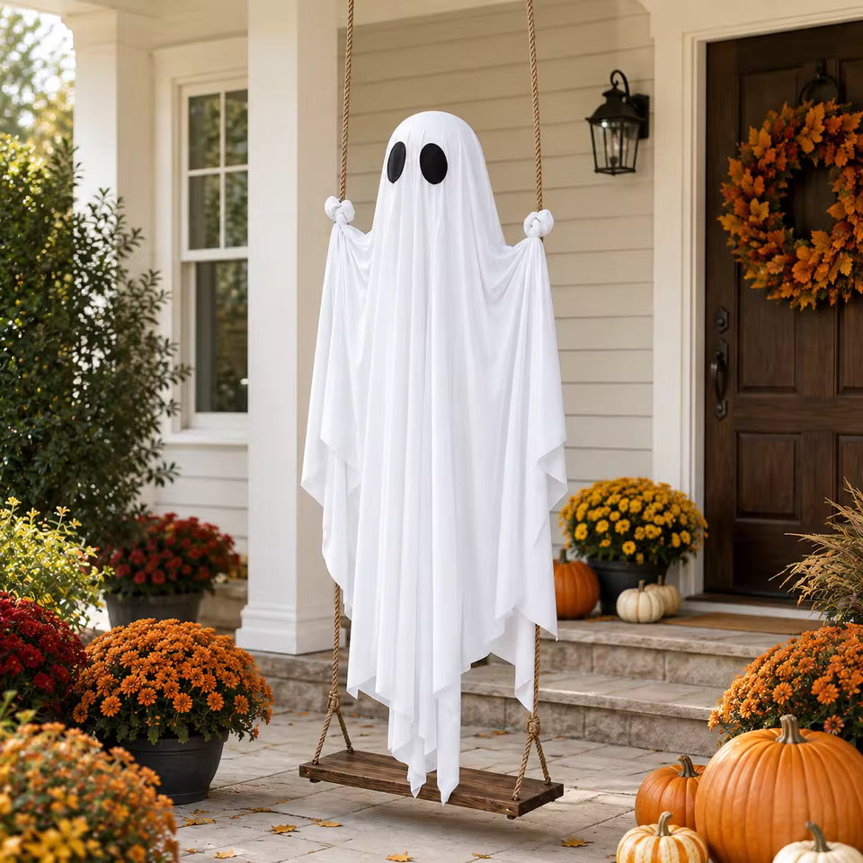 Glowing LED Ghost Swing Lantern | Halloween Decor
