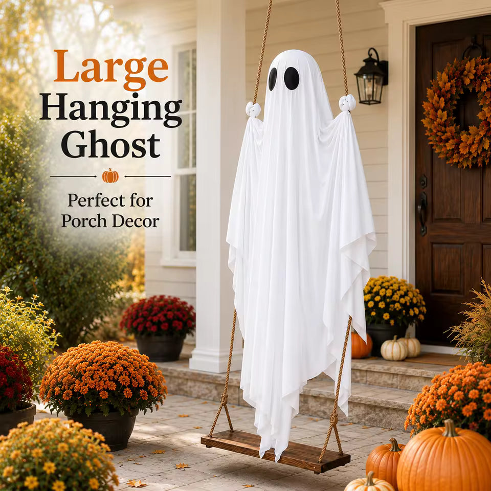 Glowing LED Ghost Swing Lantern | Halloween Decor