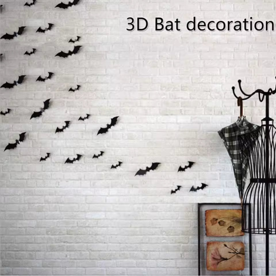 12-Pack Purple LED Bat Wall Stickers | Glow in the Dark 3D Halloween Window Decor
