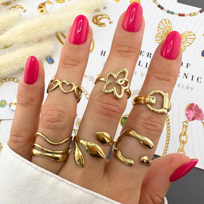 Hearts PVD Gold-Plated Stainless Steel Ring - Intensity