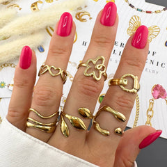 Leaves PVD Gold-Plated Stainless Steel Ring - Intensity