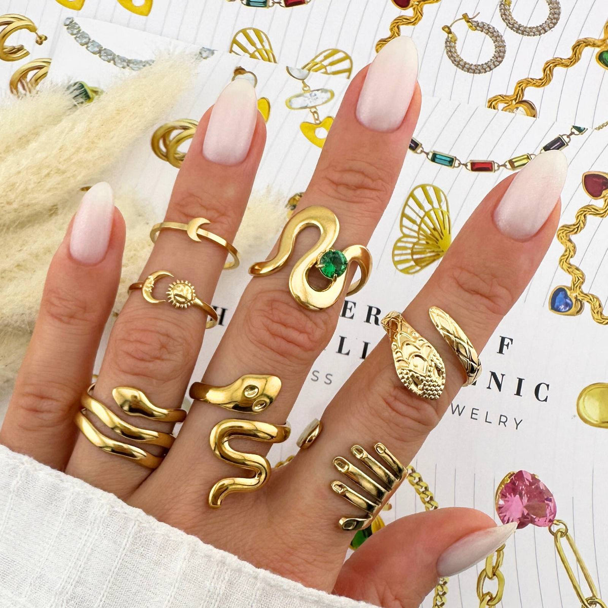 Crescent PVD Gold-Plated Stainless Steel Ring - Intensity