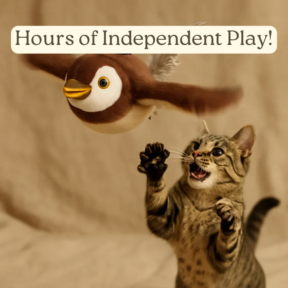 Chirping & Flapping Bird Cat Toy – USB Rechargeable