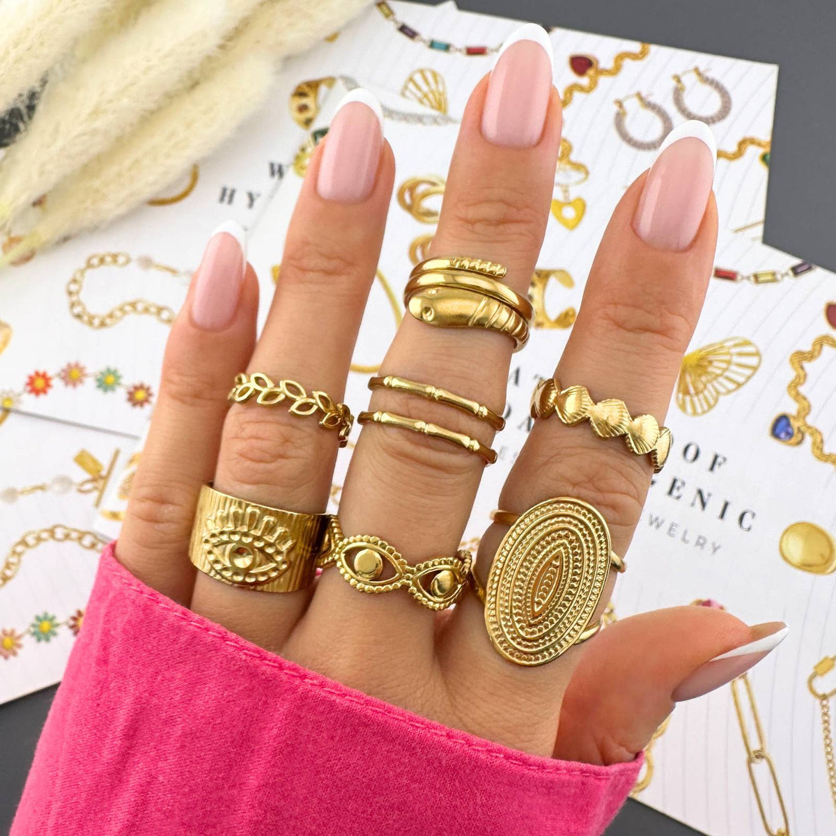 Evil Eyes PVD Gold-Plated Stainless Steel Ring - Intensity