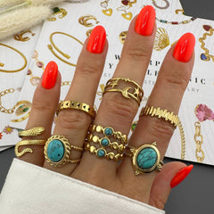 Snakes PVD Gold-Plated Stainless Steel Ring - Intensity